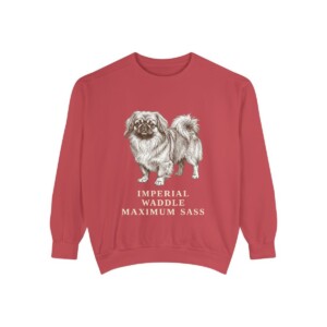 Pekingese Humor Sweatshirt, Crimson, front view