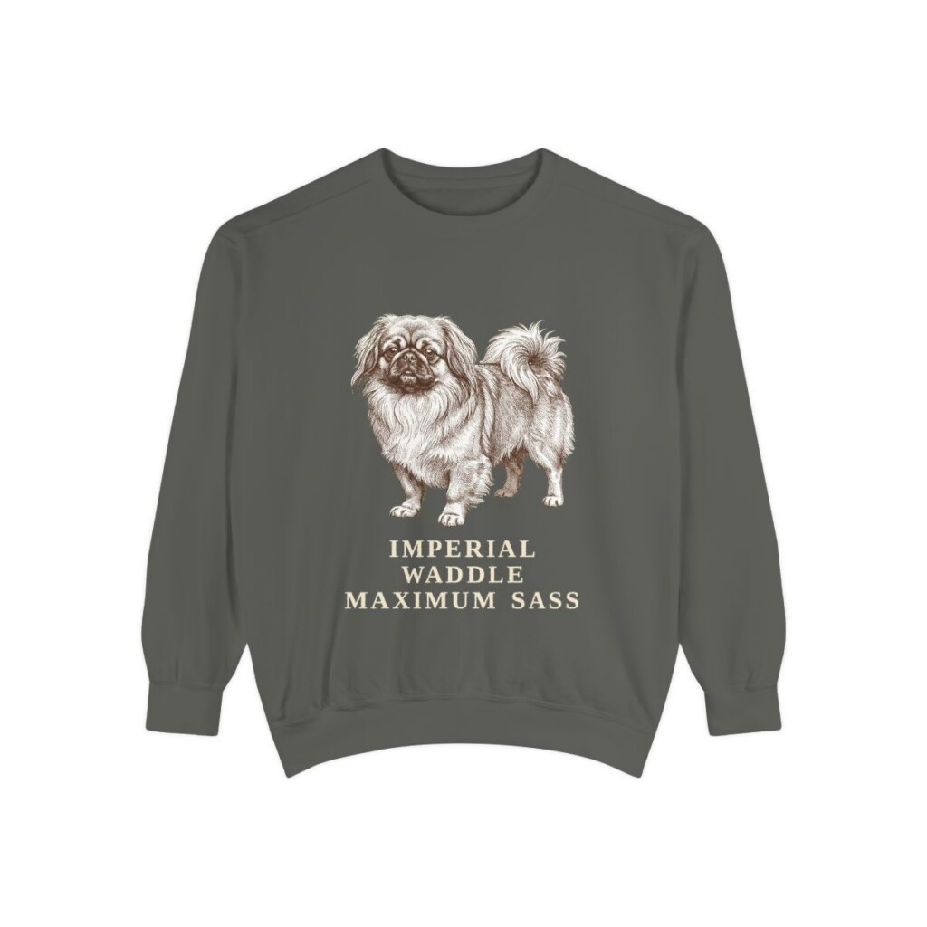 Pekingese Humor Sweatshirt, Pepper, front view