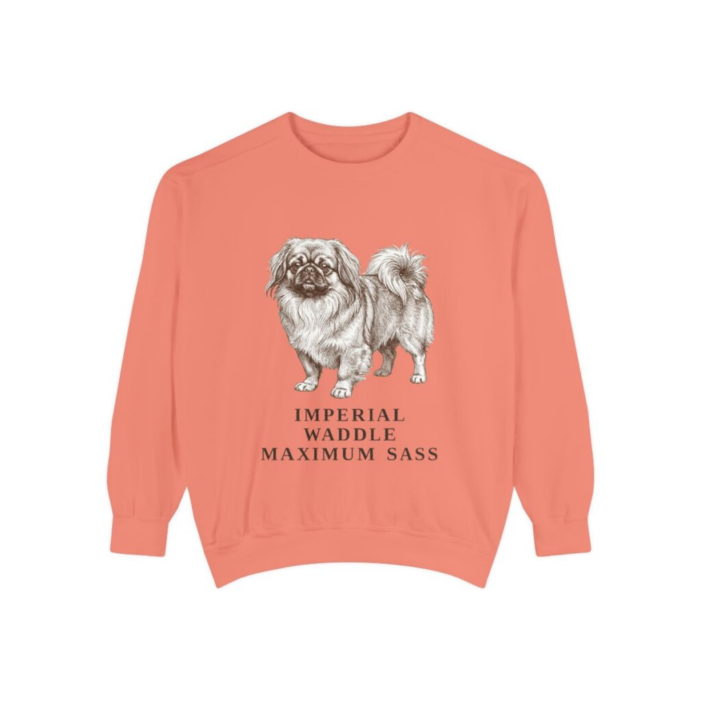 Pekingese Humor Sweatshirt, Terracotta, front view