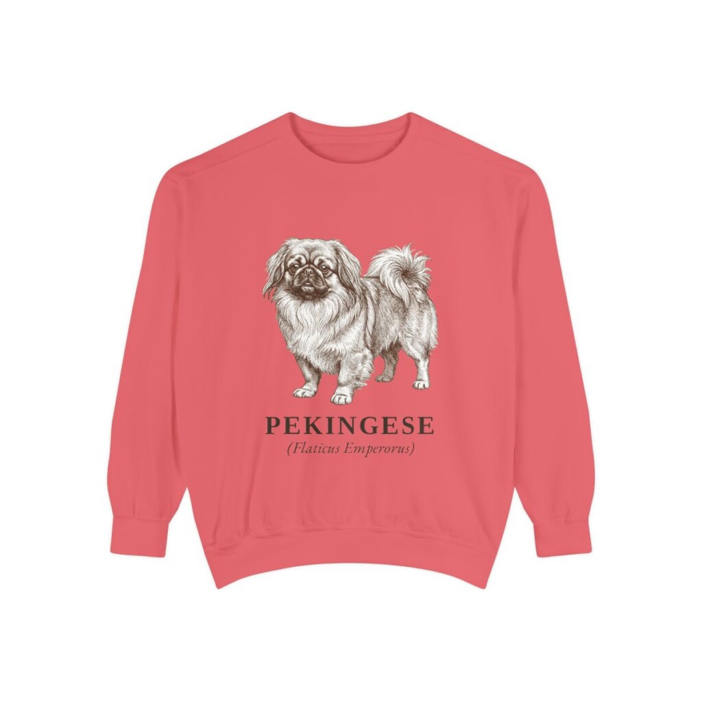 pekingese-sweatshirt-latin-watermelon-1 Pekingese Latin Sweatshirt, Watermelon, front view