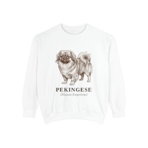 Pekingese Latin Sweatshirt, White, front view