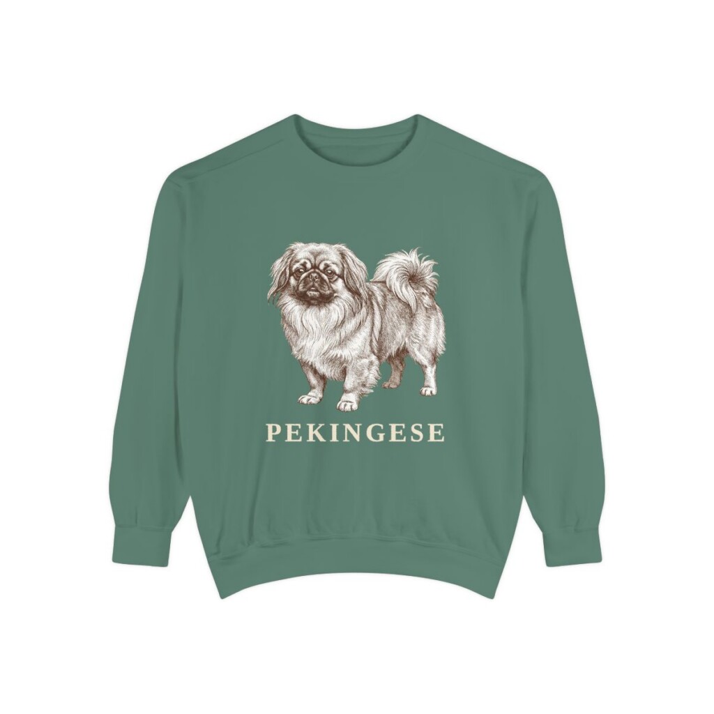 Pekingese Sweatshirt, Light Green, front view