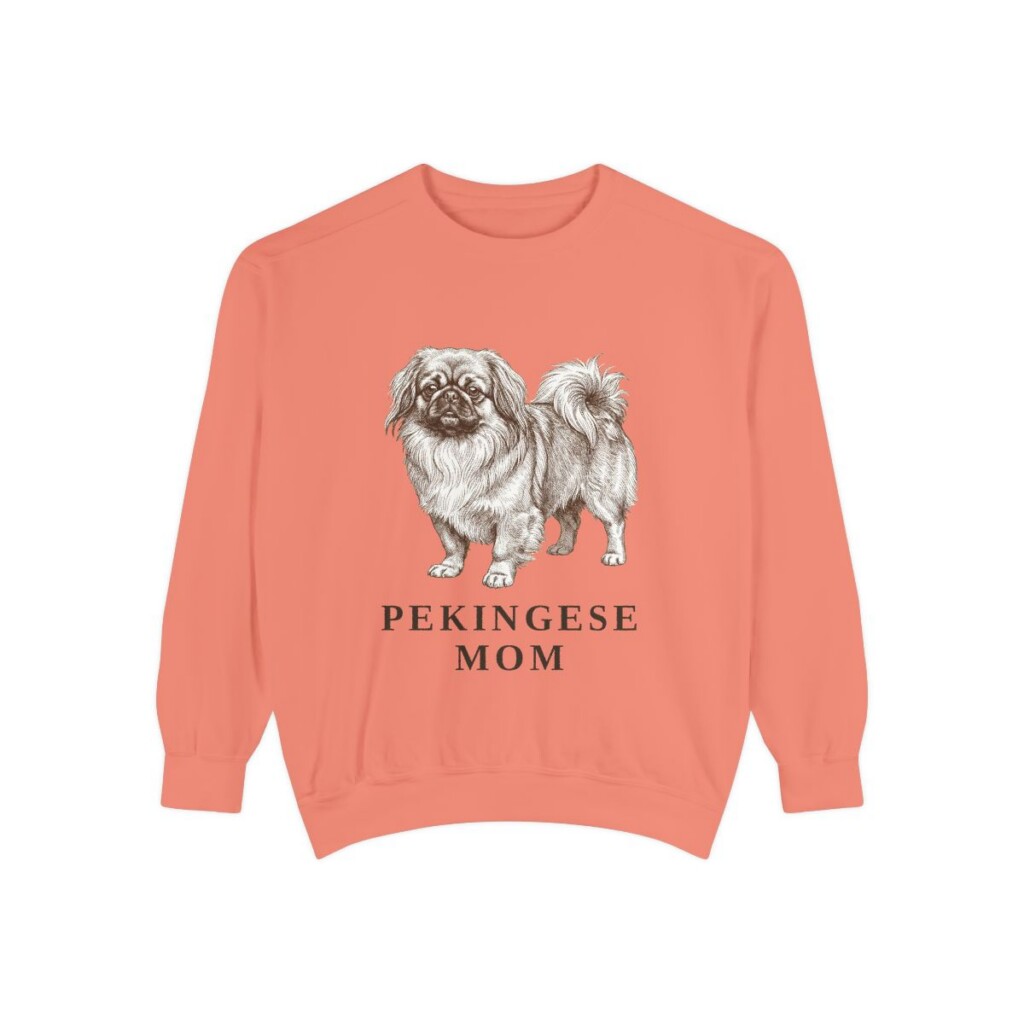 pekingese-sweatshirt-mom-terracotta Pekingese Mom Sweatshirt, Terracotta, front view
