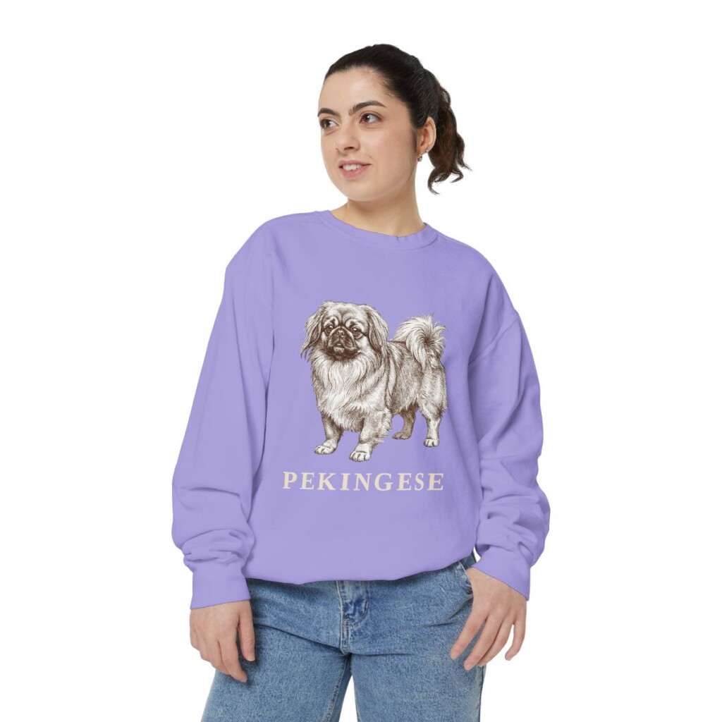Pekingese Sweatshirt, Violet, person 2 front