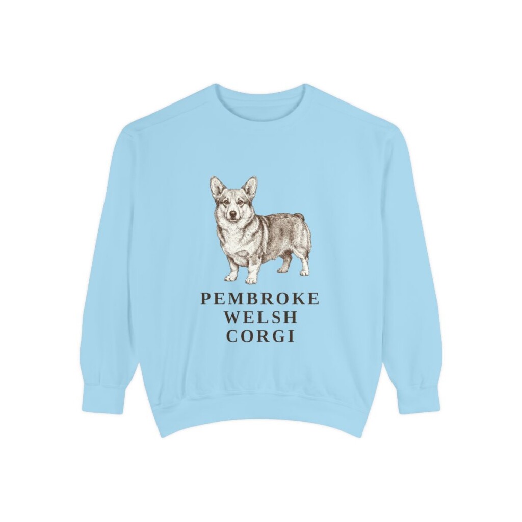 Pembroke Welsh Corgi Sweatshirt, Chambray, front view