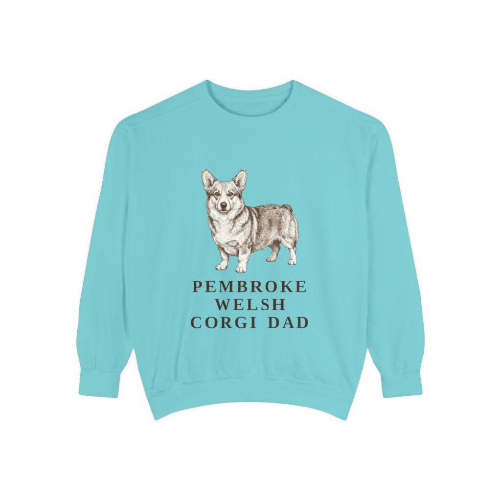 pembroke-welsh-corgi-sweatshirt-dad-chalky-mint Pembroke Welsh Corgi Dad Sweatshirt, Chalky Mint, front view