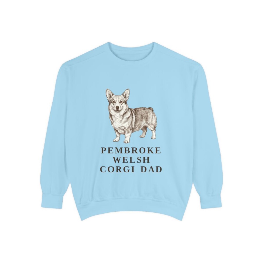 pembroke-welsh-corgi-sweatshirt-dad-chambray Pembroke Welsh Corgi Dad Sweatshirt, Chambray, front view