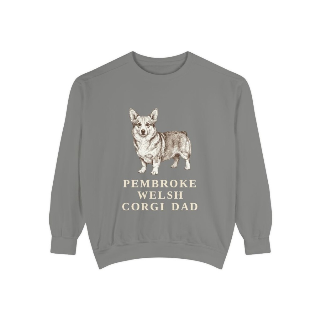 pembroke-welsh-corgi-sweatshirt-dad-grey Pembroke Welsh Corgi Dad Sweatshirt, Grey, front view