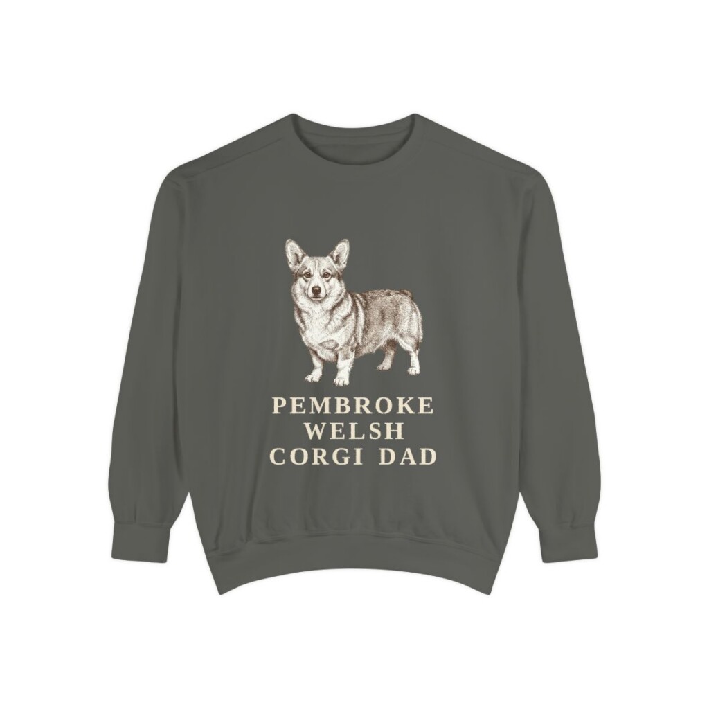pembroke-welsh-corgi-sweatshirt-dad-pepper Pembroke Welsh Corgi Dad Sweatshirt, Pepper, front view
