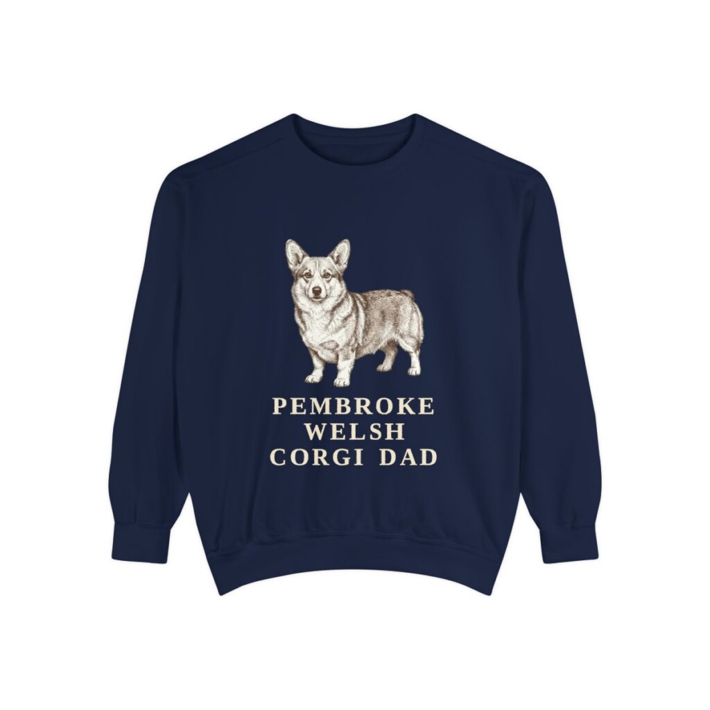 pembroke-welsh-corgi-sweatshirt-dad-true-navy Pembroke Welsh Corgi Dad Sweatshirt, True Navy, front view