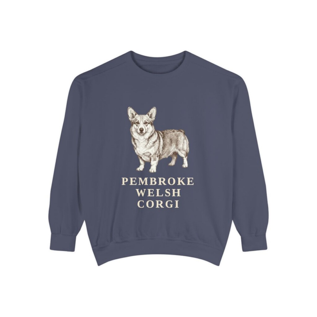 Pembroke Welsh Corgi Sweatshirt, Denim, front view