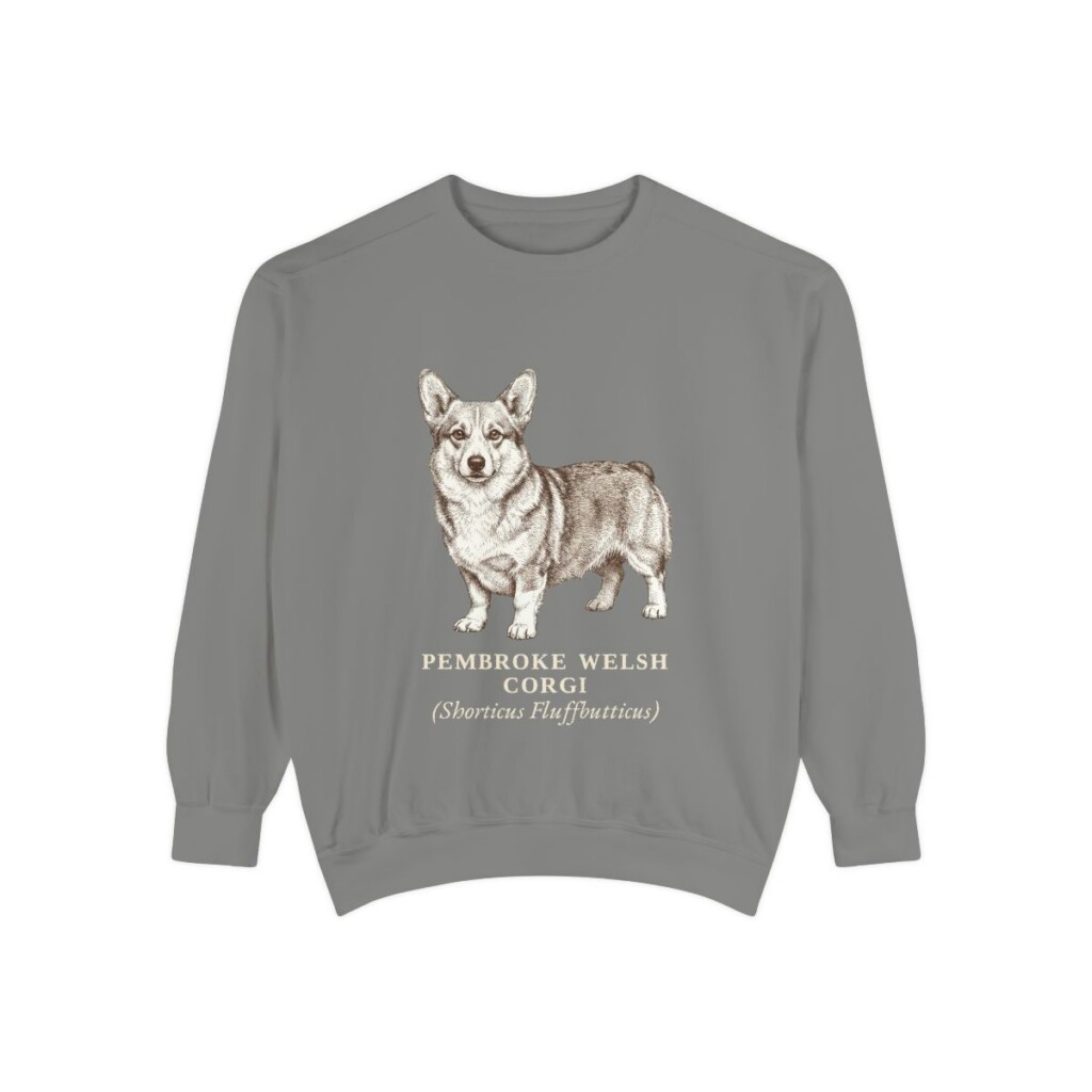 Pembroke Welsh Corgi Latin Sweatshirt, Grey, front view
