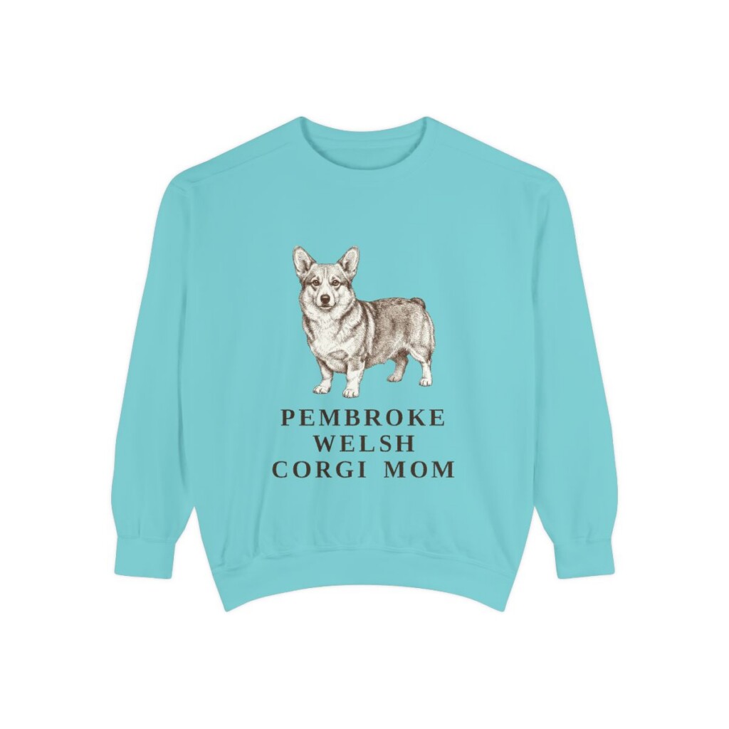Pembroke Welsh Corgi Mom Sweatshirt, Chalky Mint, front view