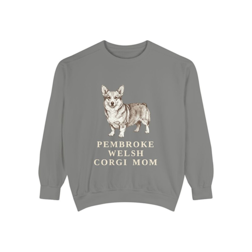 Pembroke Welsh Corgi Mom Sweatshirt, Grey, front view