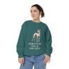 Peruvian Inca Orchid Sweatshirt, Blue Spruce, person 2 front