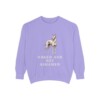 Peruvian Inca Orchid Humor Sweatshirt, Violet, front view