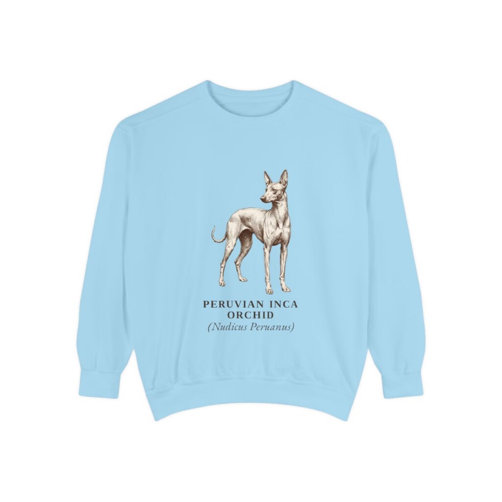 peruvian-inca-orchid-sweatshirt-latin-chambray Peruvian Inca Orchid Latin Sweatshirt, Chambray, front view