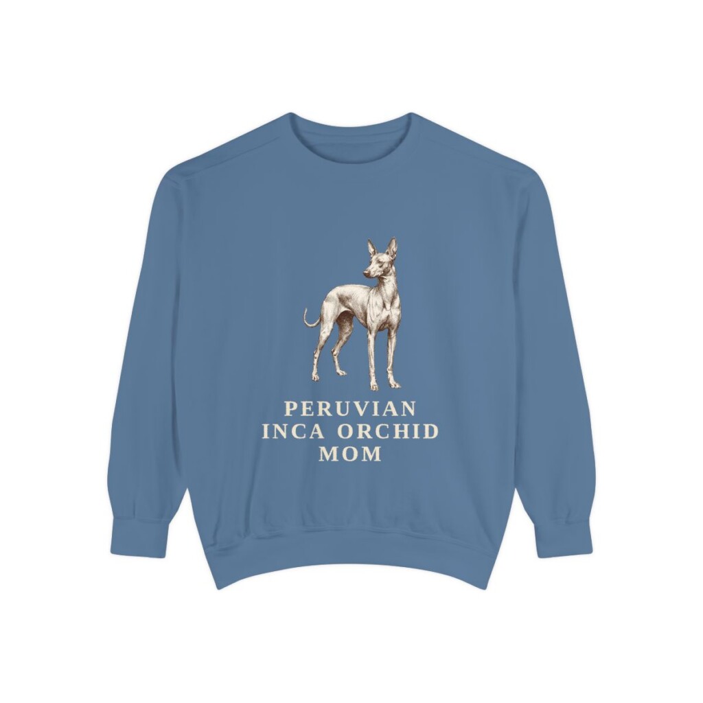 Peruvian Inca Orchid Mom Sweatshirt, Blue Jean, front view