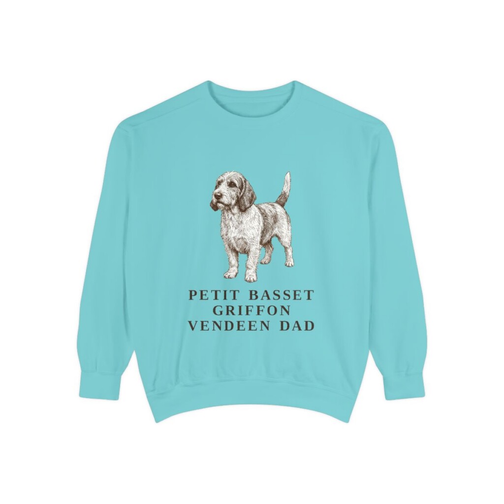 Petit Basset Griffon Vendeen Dad Sweatshirt, Chalky Mint, front view