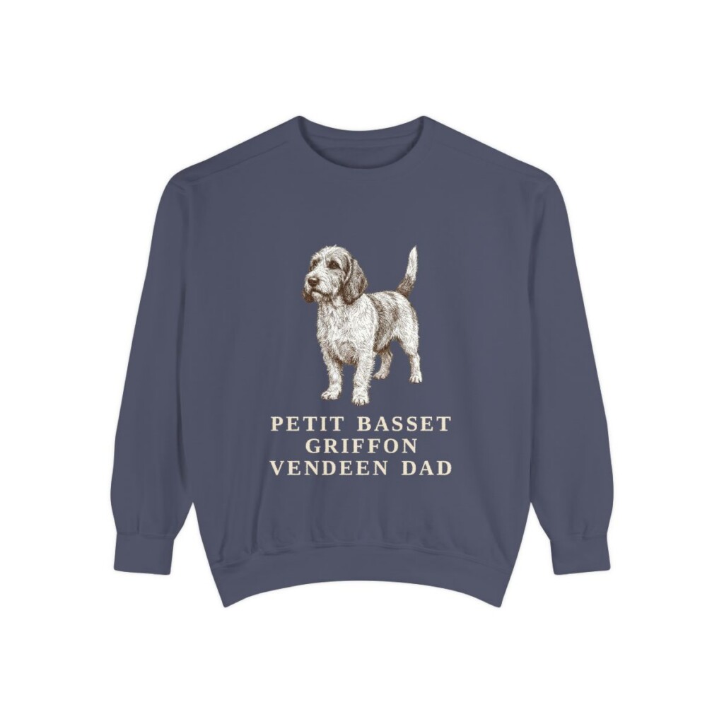 Petit Basset Griffon Vendeen Dad Sweatshirt, Denim, front view