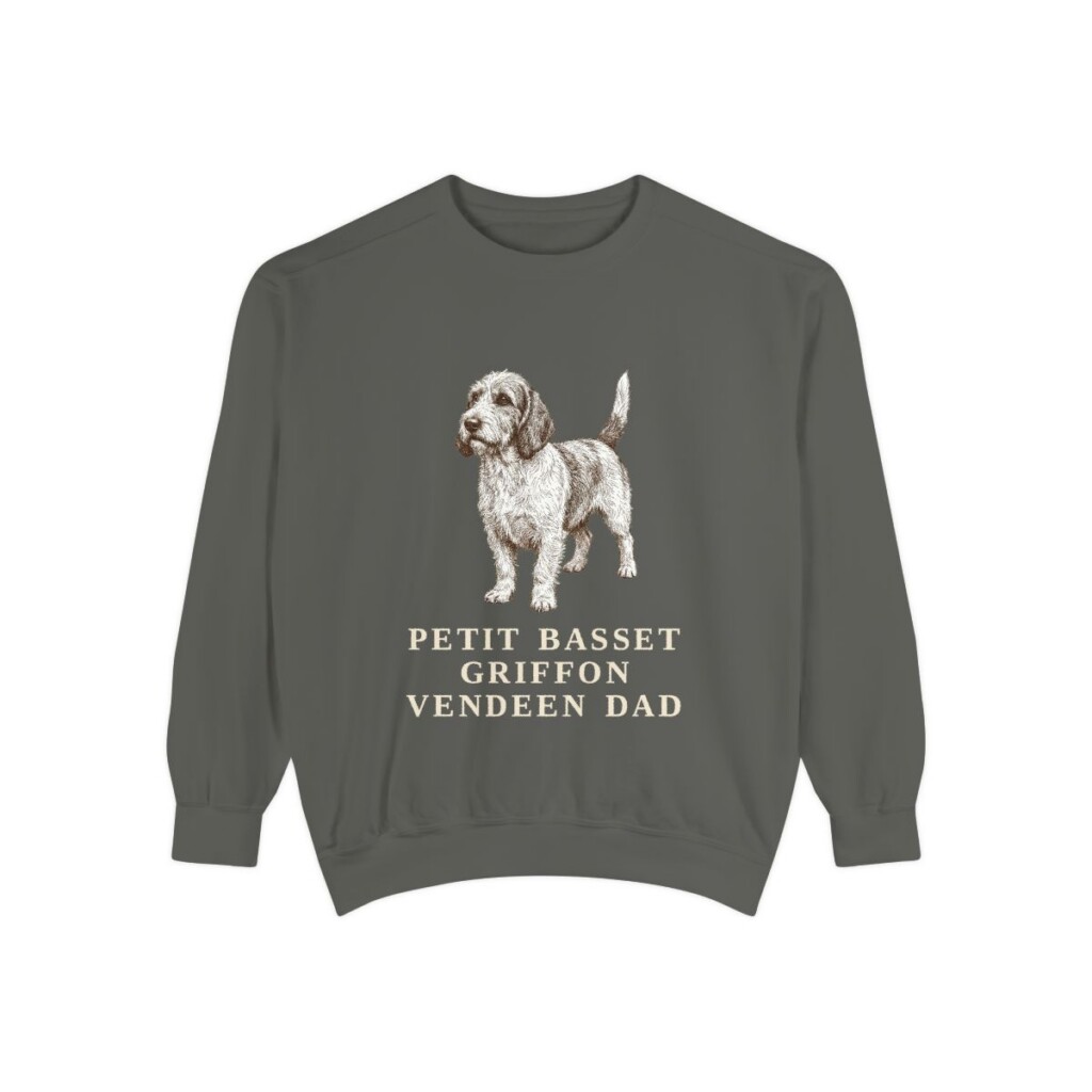 Petit Basset Griffon Vendeen Dad Sweatshirt, Pepper, front view