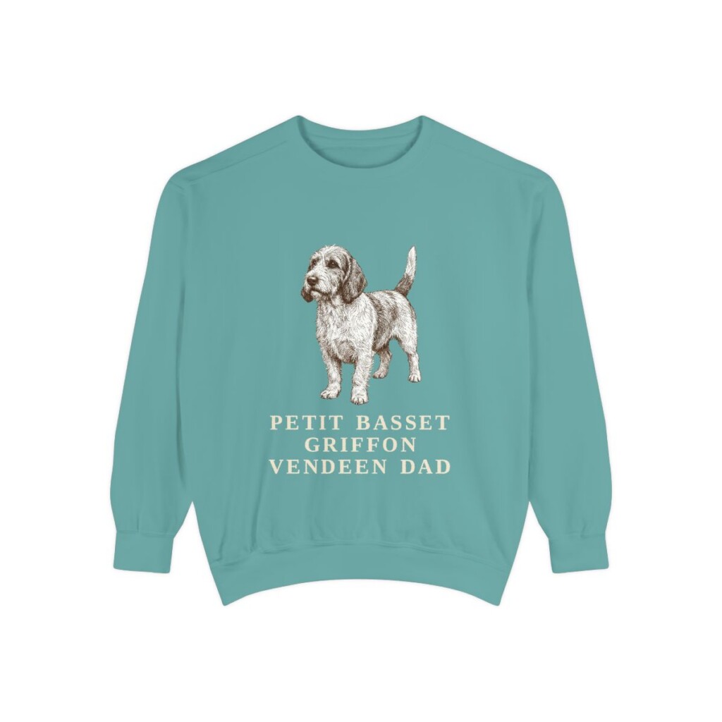 Petit Basset Griffon Vendeen Dad Sweatshirt, Seafoam, front view