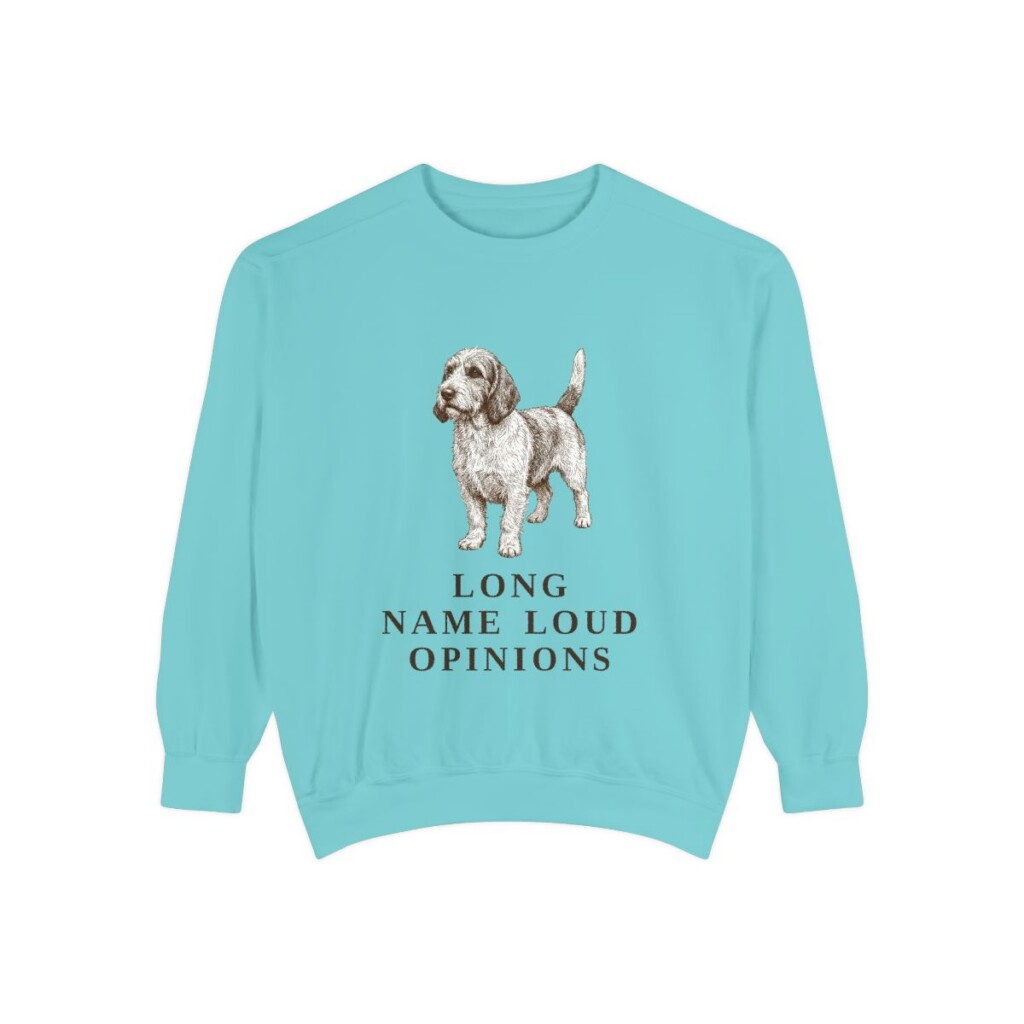 petit-basset-griffon-vendeen-sweatshirt-humor-chalky-mint Petit Basset Griffon Vendeen Humor Sweatshirt, Chalky Mint, front view