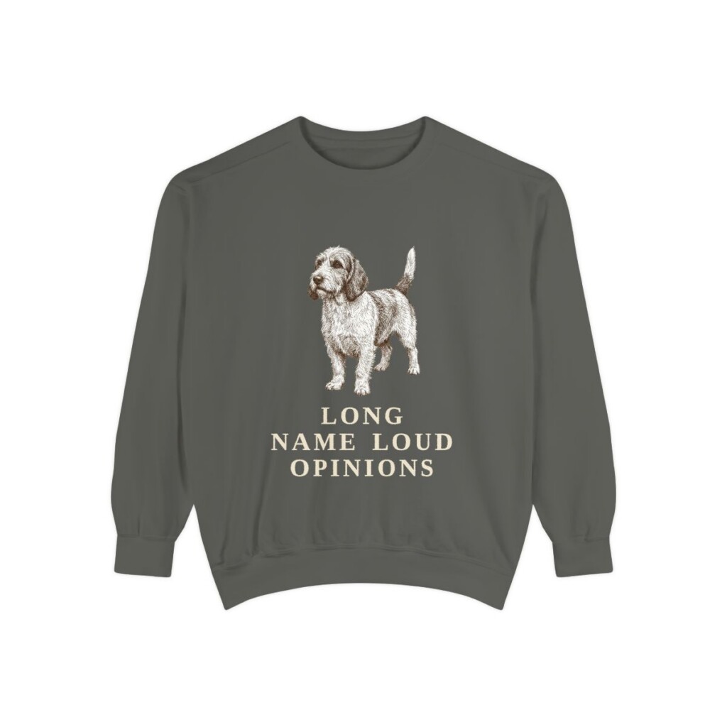 petit-basset-griffon-vendeen-sweatshirt-humor-pepper Petit Basset Griffon Vendeen Humor Sweatshirt, Pepper, front view