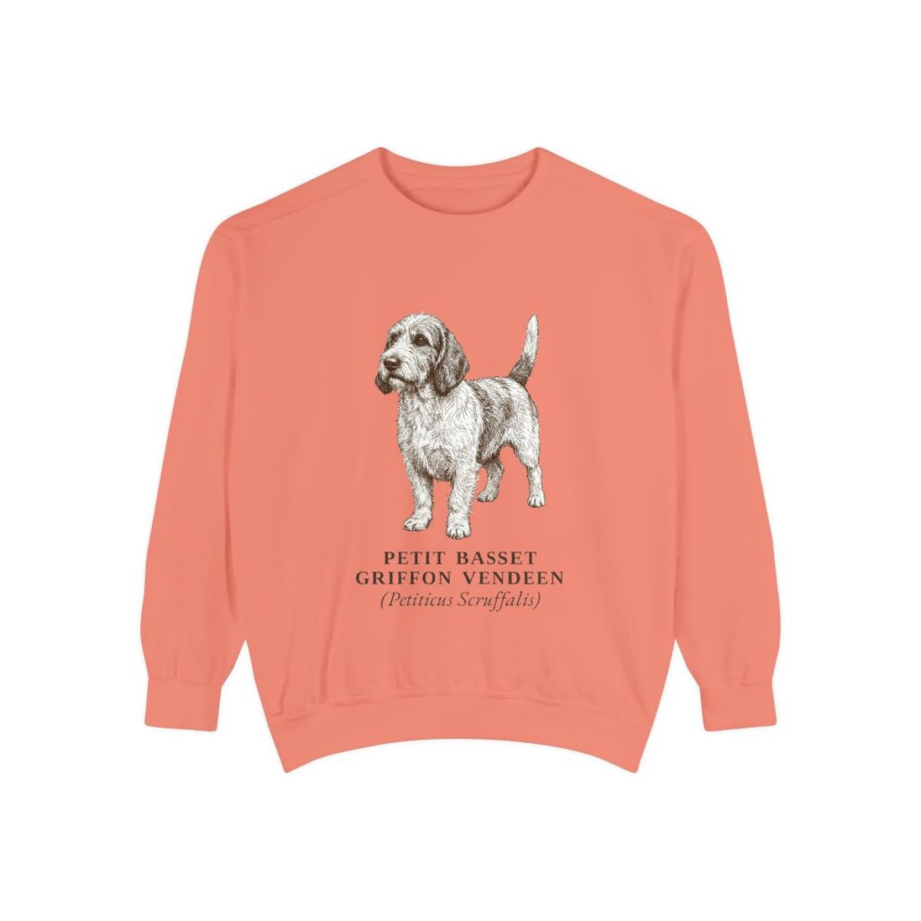 petit-basset-griffon-vendeen-sweatshirt-latin-terracotta Petit Basset Griffon Vendeen Latin Sweatshirt, Terracotta, front view