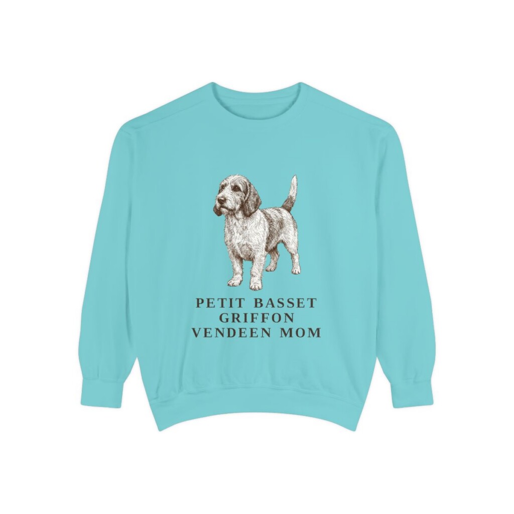 petit-basset-griffon-vendeen-sweatshirt-mom-chalky-mint-1 Petit Basset Griffon Vendeen Mom Sweatshirt, Chalky Mint, front view