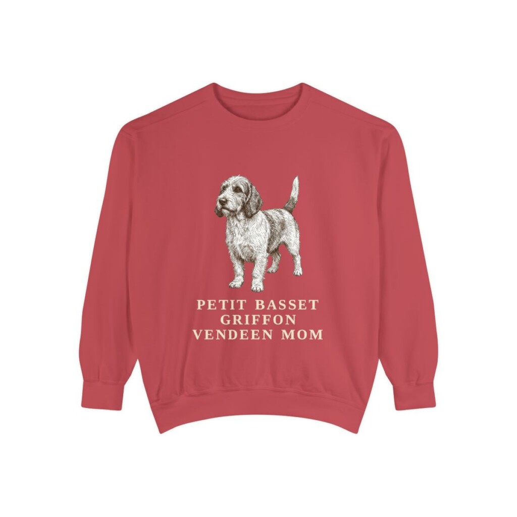 petit-basset-griffon-vendeen-sweatshirt-mom-crimson-1 Petit Basset Griffon Vendeen Mom Sweatshirt, Crimson, front view