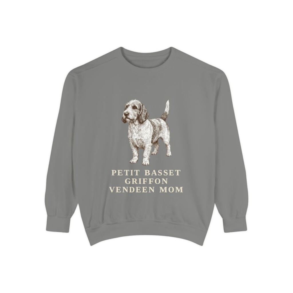 petit-basset-griffon-vendeen-sweatshirt-mom-grey-1 Petit Basset Griffon Vendeen Mom Sweatshirt, Grey, front view