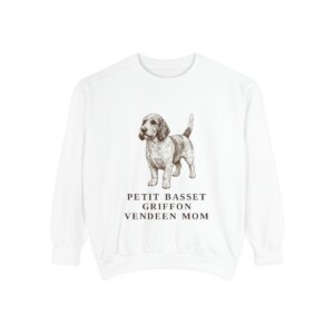 Petit Basset Griffon Vendeen Mom Sweatshirt, White, front view