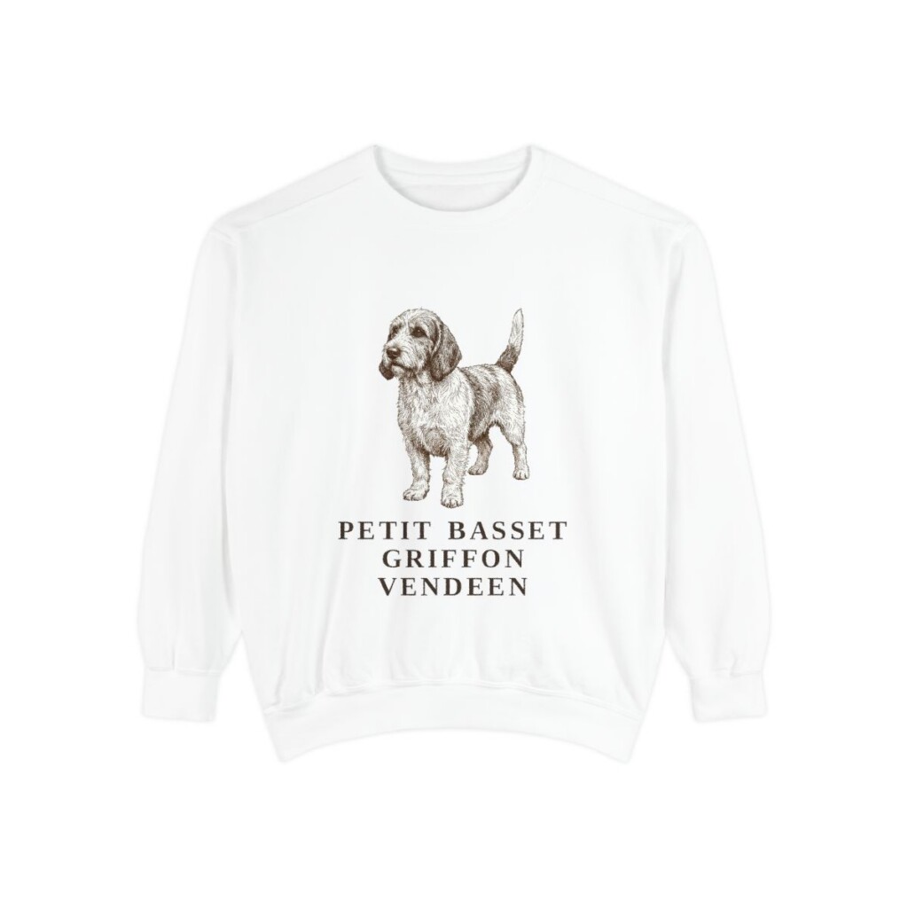 Petit Basset Griffon Vendeen Sweatshirt, White, front view