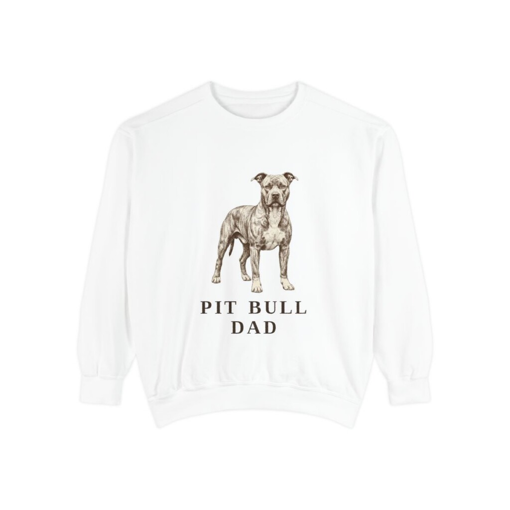 Pit Bull Dad Sweatshirt, White, front view