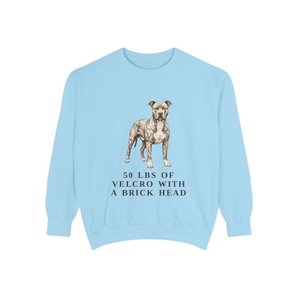 pit-bull-sweatshirt-humor-chambray Pit Bull Humor Sweatshirt, Chambray, front view