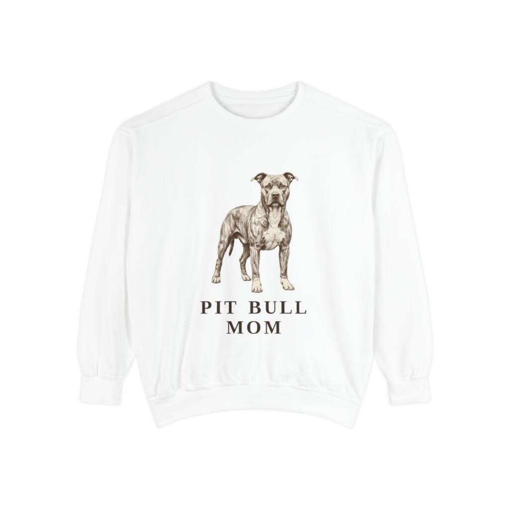 Pit Bull Mom Sweatshirt, White, front view