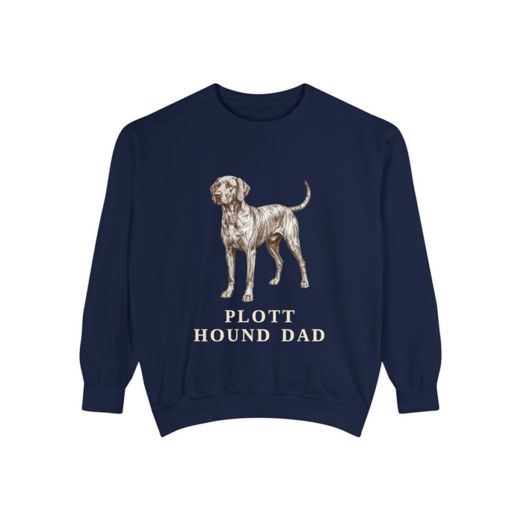 Plott Hound Dad Sweatshirt, True Navy, front view