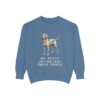 Plott Hound Humor Sweatshirt, Blue Jean, front view