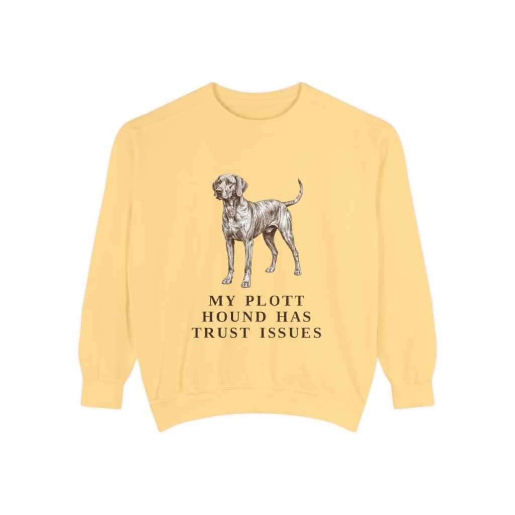 Plott Hound Humor Sweatshirt, Butter, front view