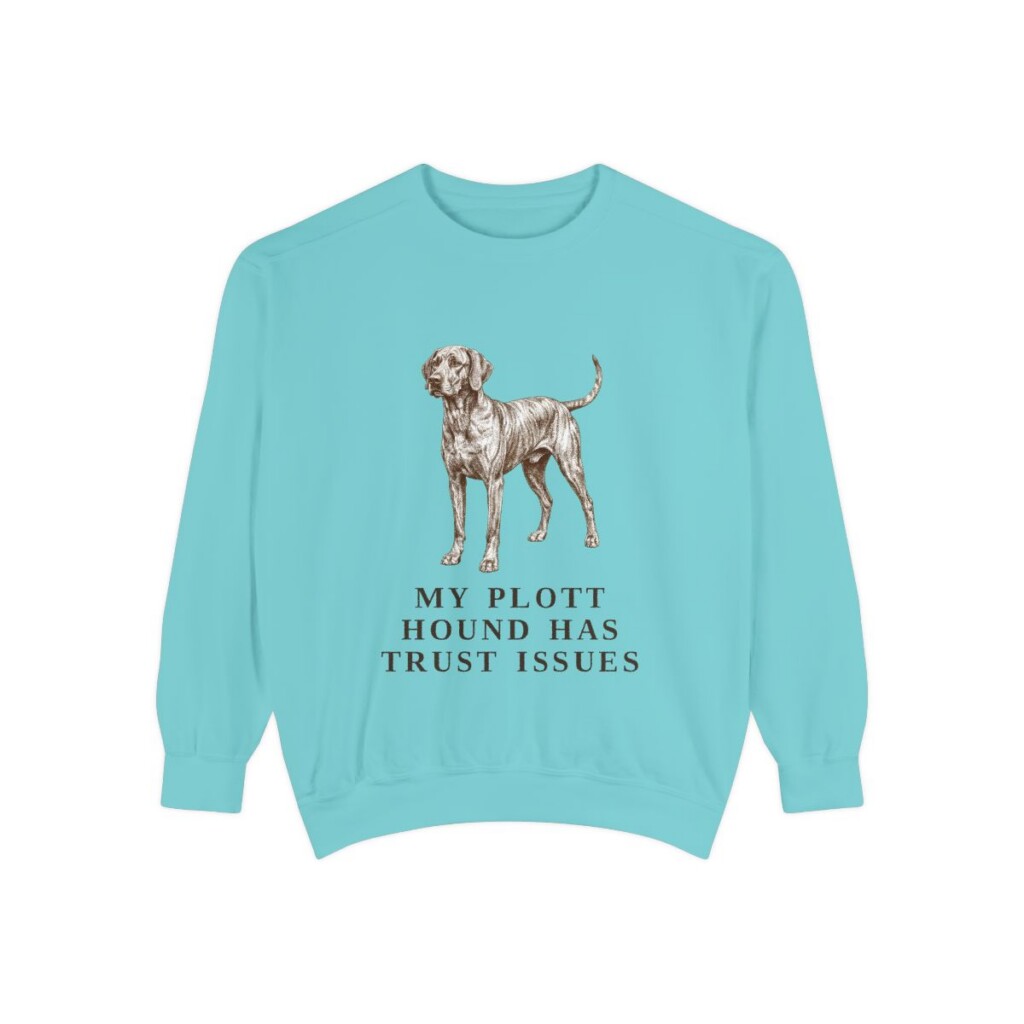 Plott Hound Humor Sweatshirt, Chalky Mint, front view