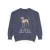Plott Hound Humor Sweatshirt, Denim, front view