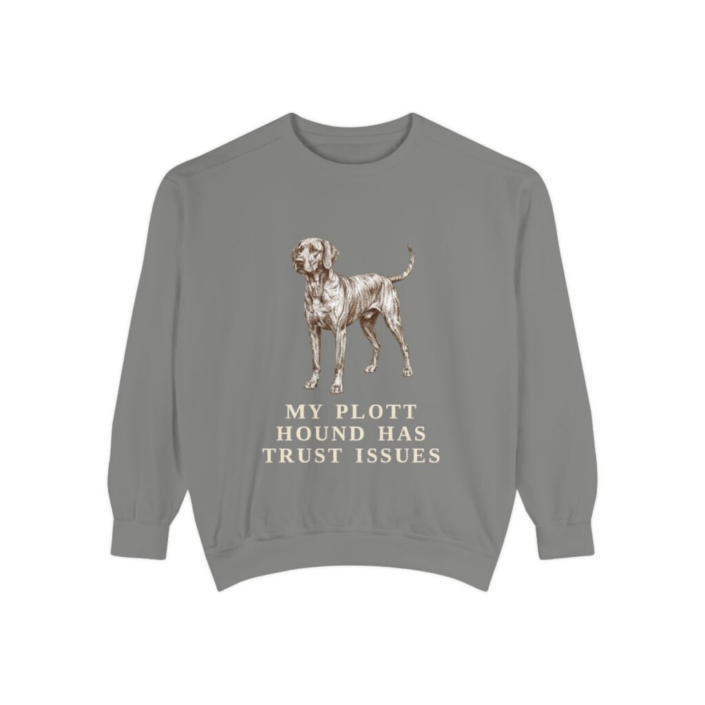 Plott Hound Humor Sweatshirt, Grey, front view