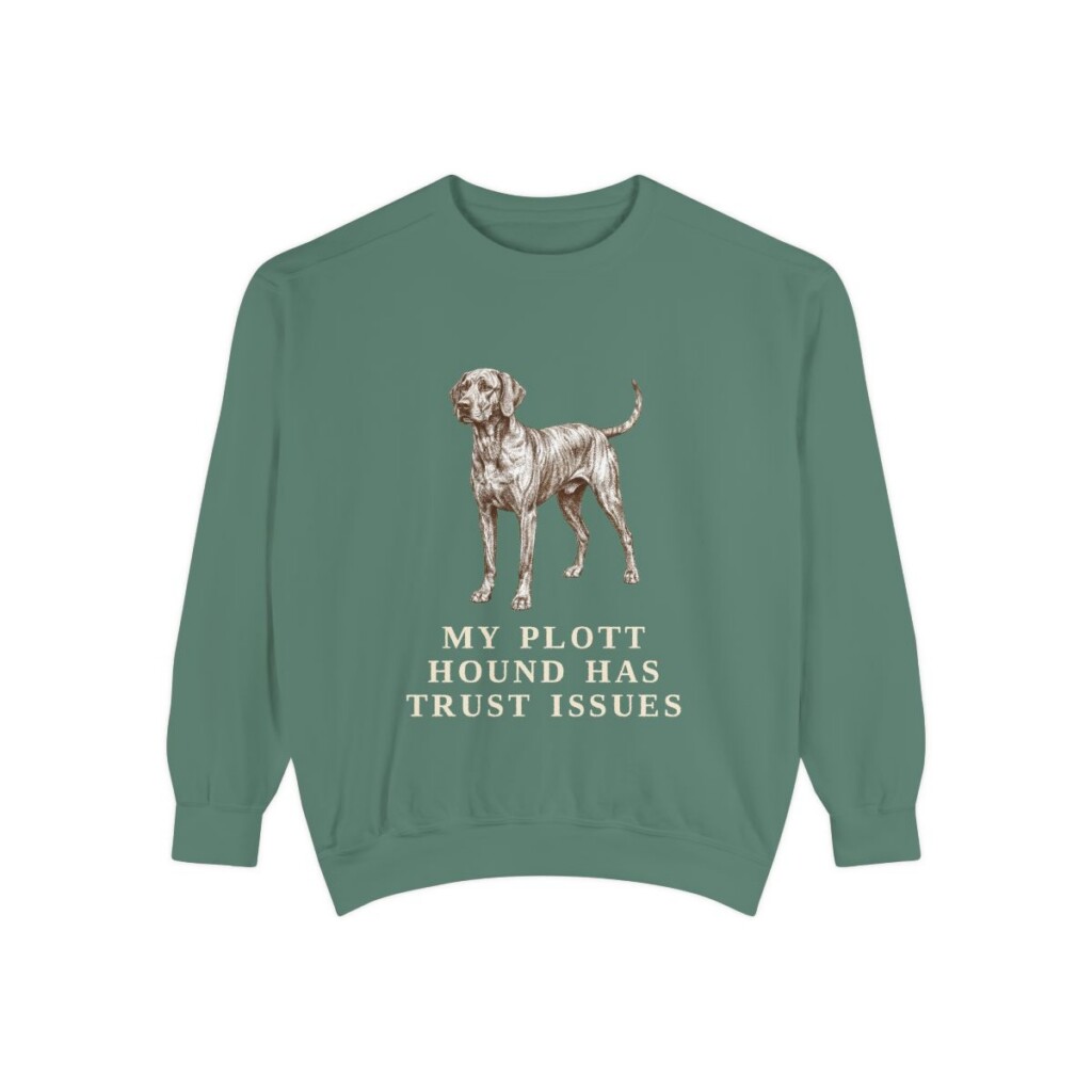 Plott Hound Humor Sweatshirt, Light Green, front view