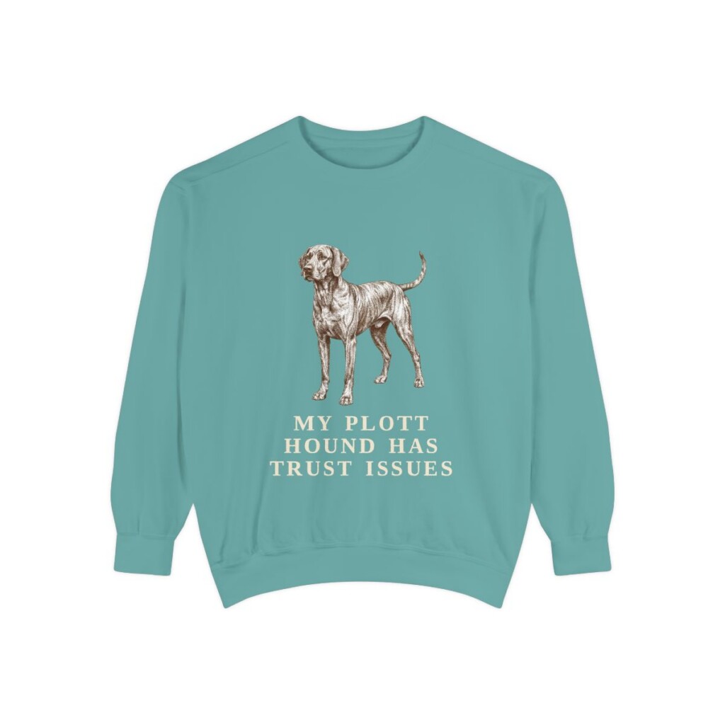 Plott Hound Humor Sweatshirt, Seafoam, front view