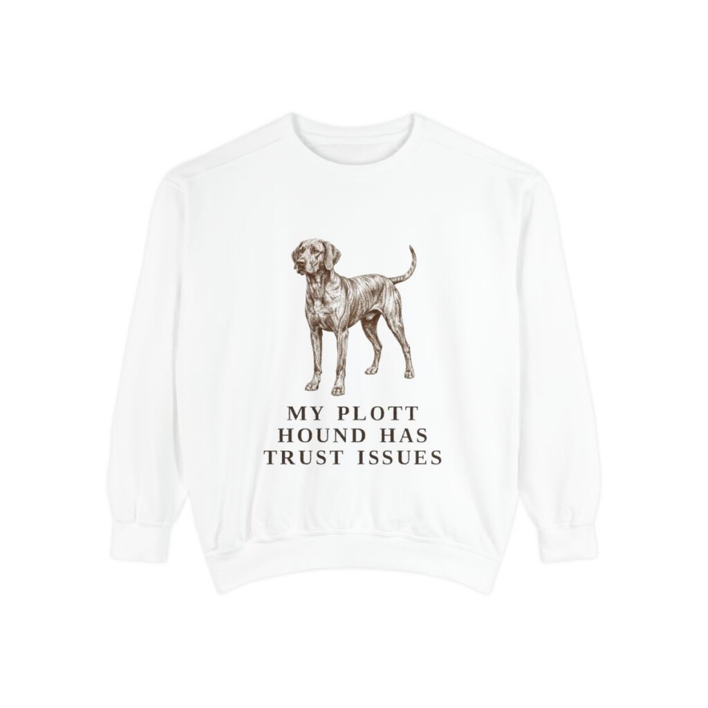 Plott Hound Humor Sweatshirt, White, front view