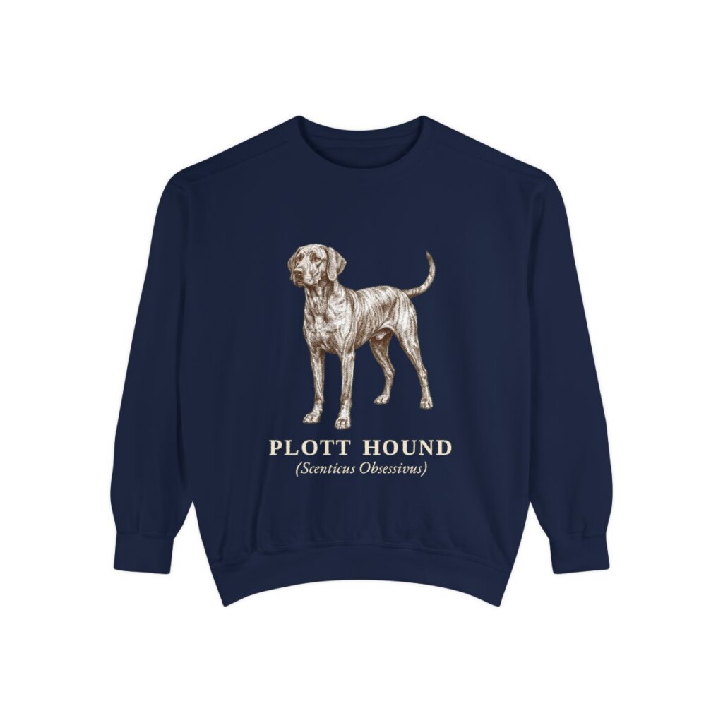 Plott Hound Latin Sweatshirt, True Navy, front view
