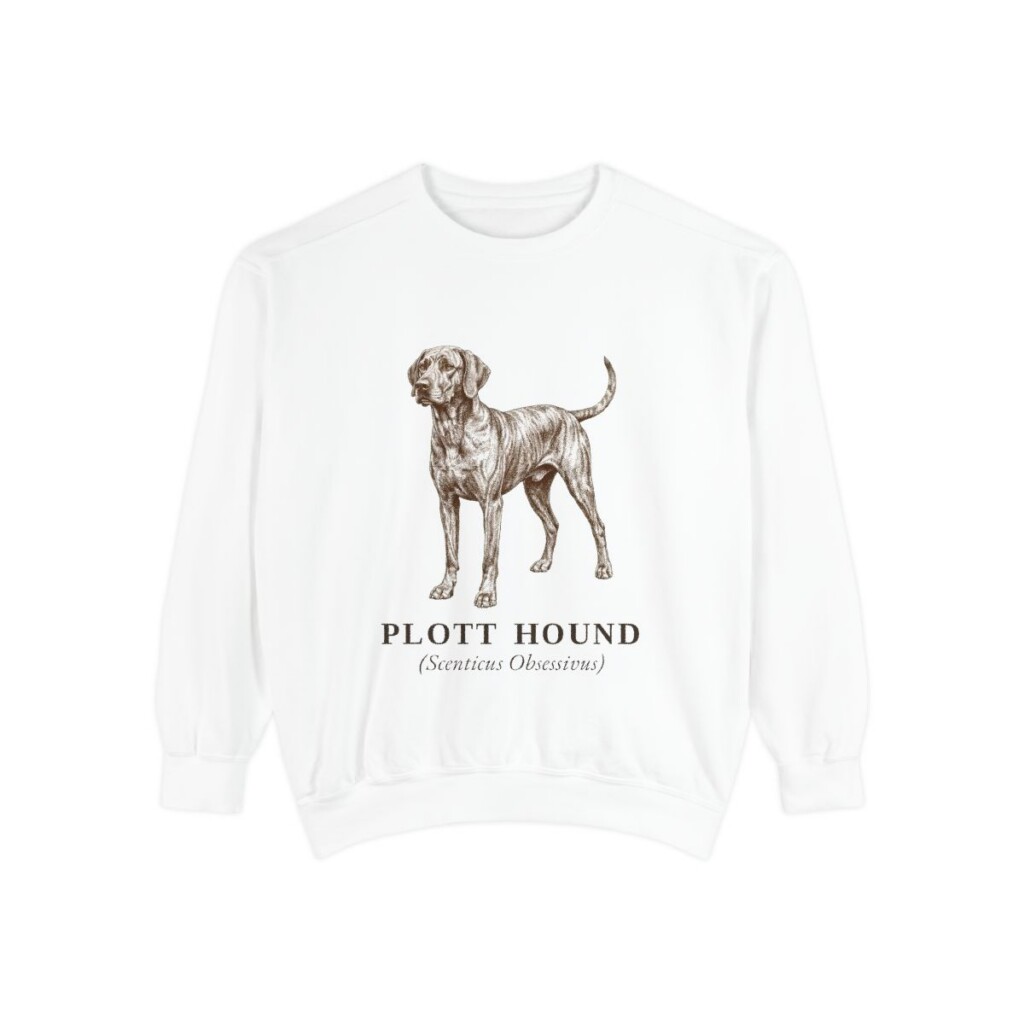 Plott Hound Latin Sweatshirt, White, front view