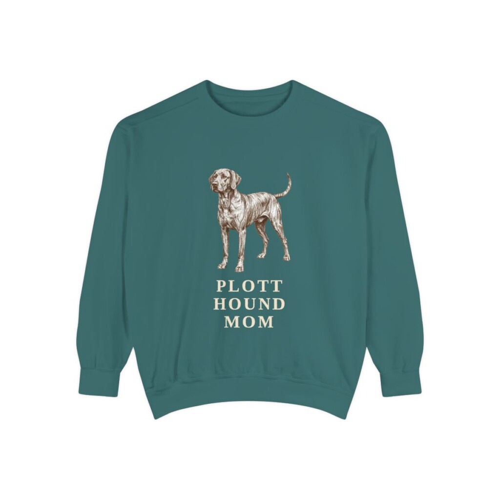 Plott Hound Mom Sweatshirt, Blue Spruce, front view