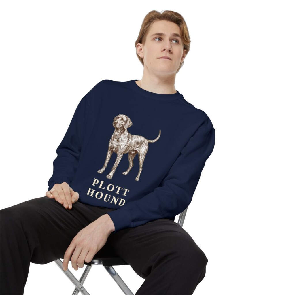 Plott Hound Sweatshirt, True Navy, person 1 context
